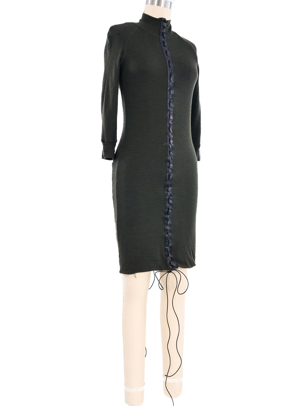 Jean Paul Gaultier Lace Up Ribbed Knit Dress