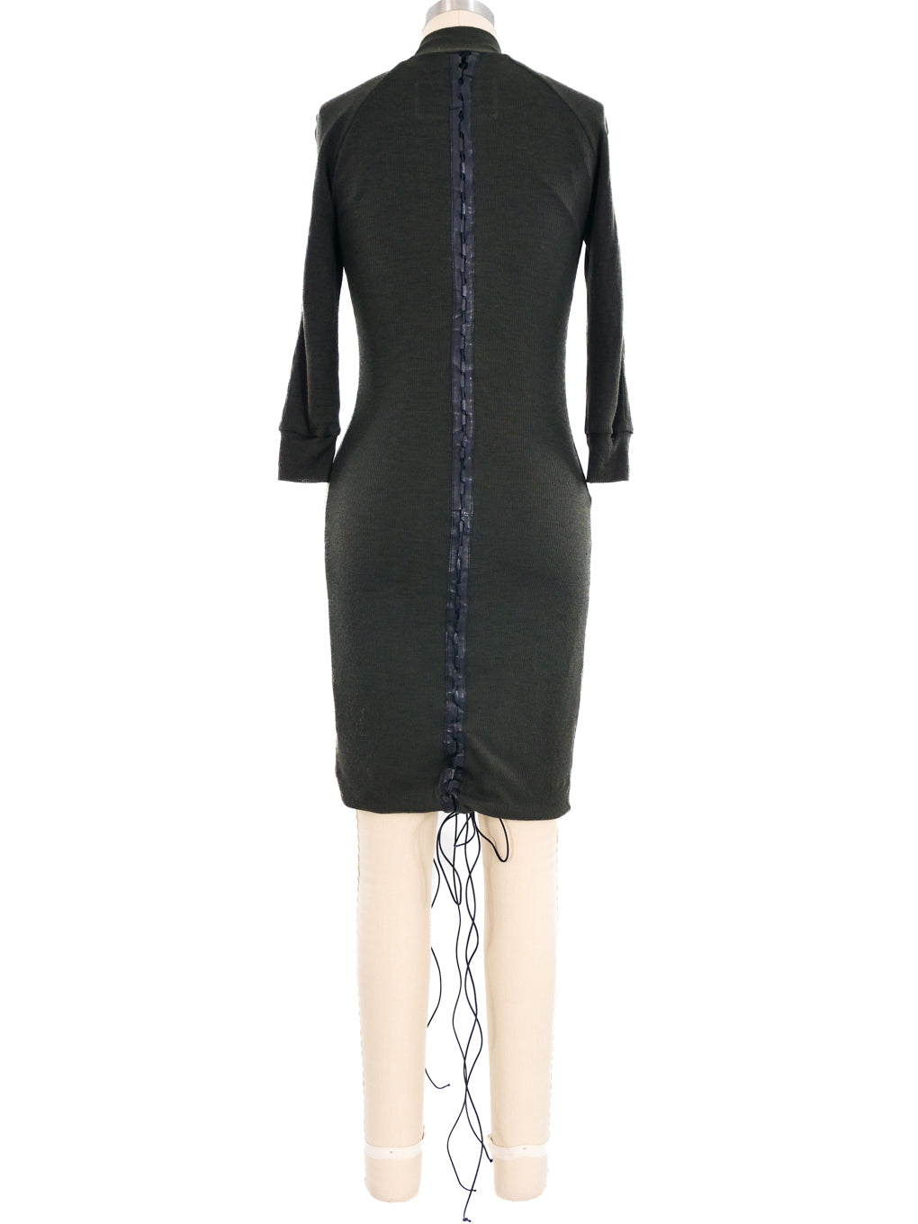 Jean Paul Gaultier Lace Up Ribbed Knit Dress