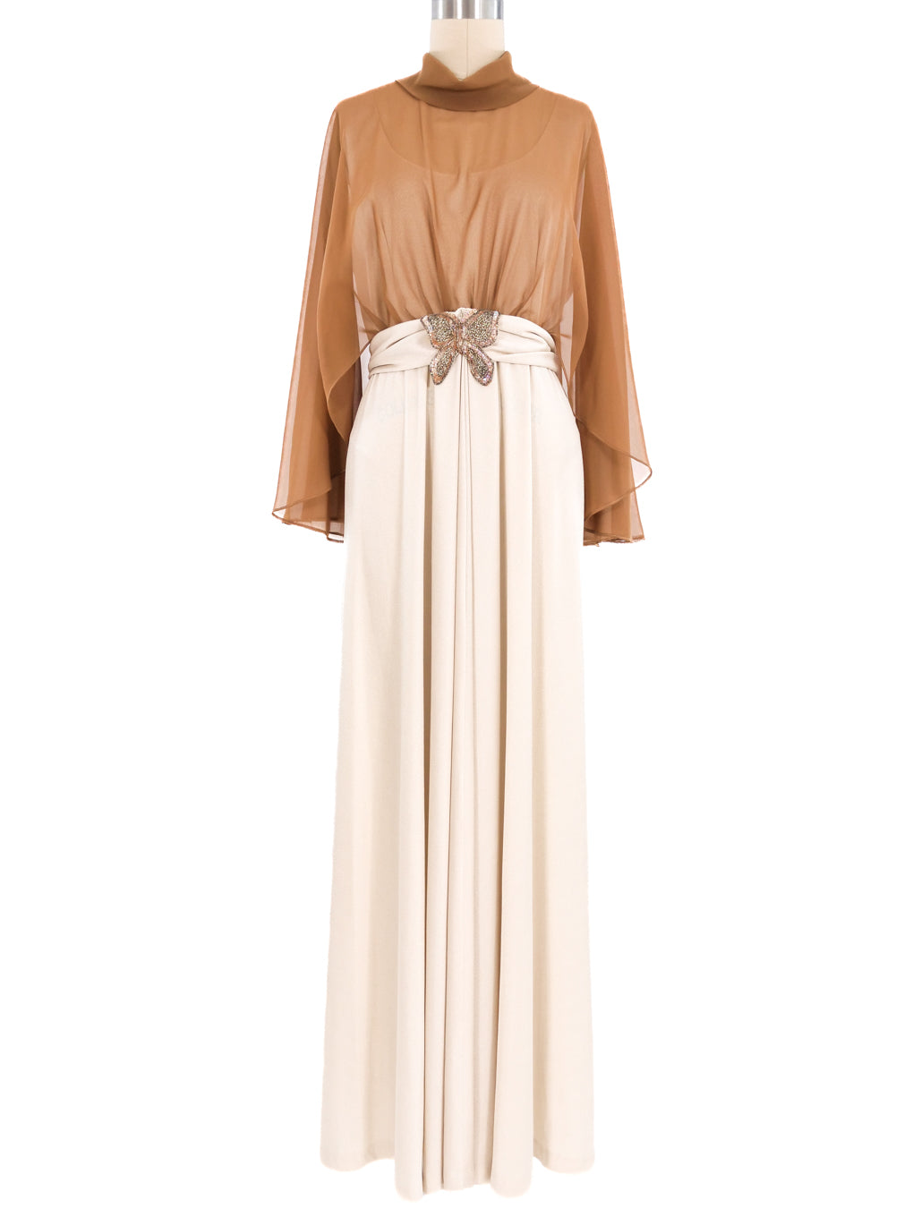 1970s Draped Chiffon Gown