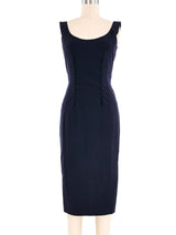 John Galliano Navy Button Accent Dress Dress arcadeshops.com