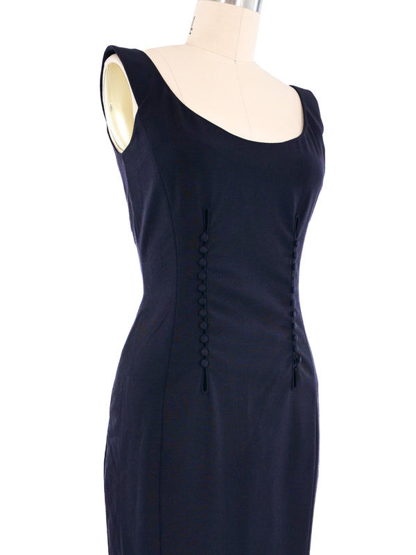 John Galliano Navy Button Accent Dress Dress arcadeshops.com