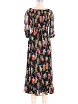 Albert Nipon Floral Chiffon Midi Dress Dress arcadeshops.com