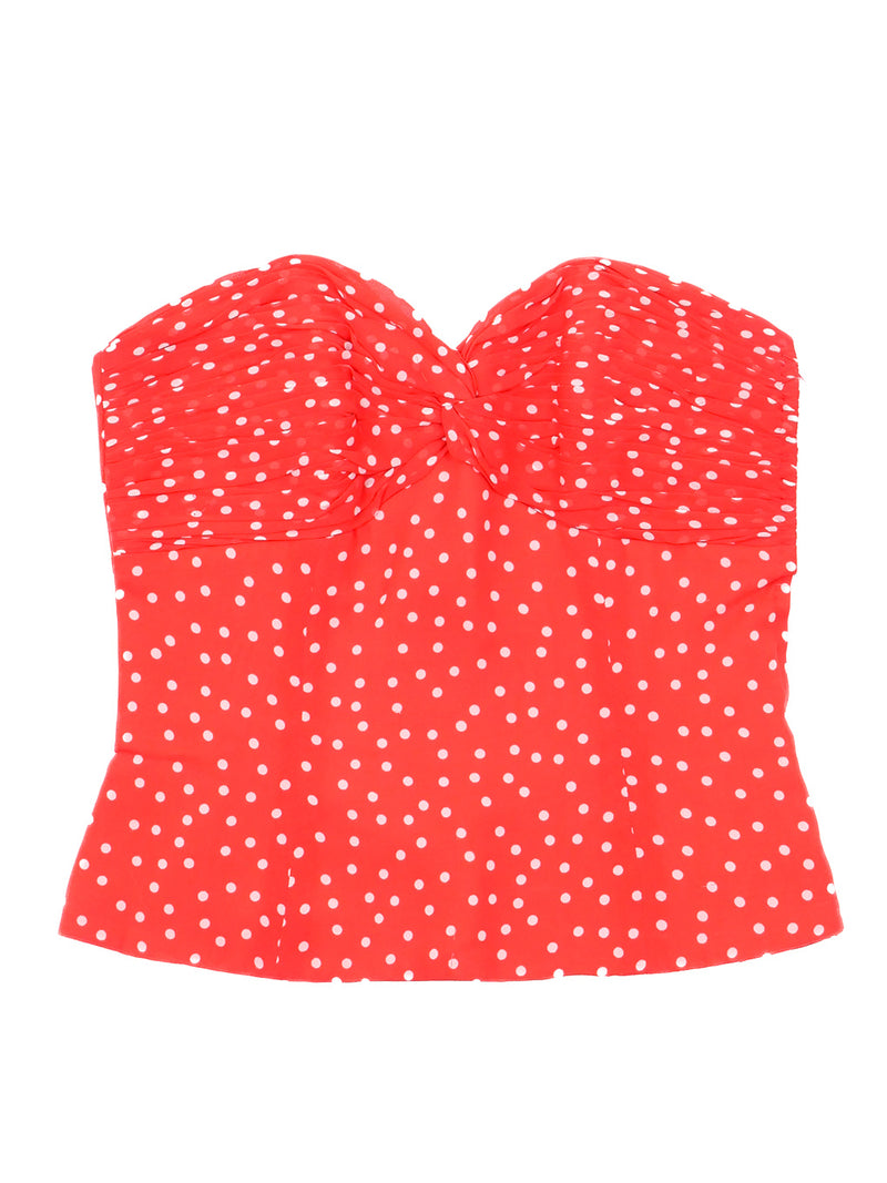 Mila Schon Red Polka Dot Bustier Top arcadeshops.com