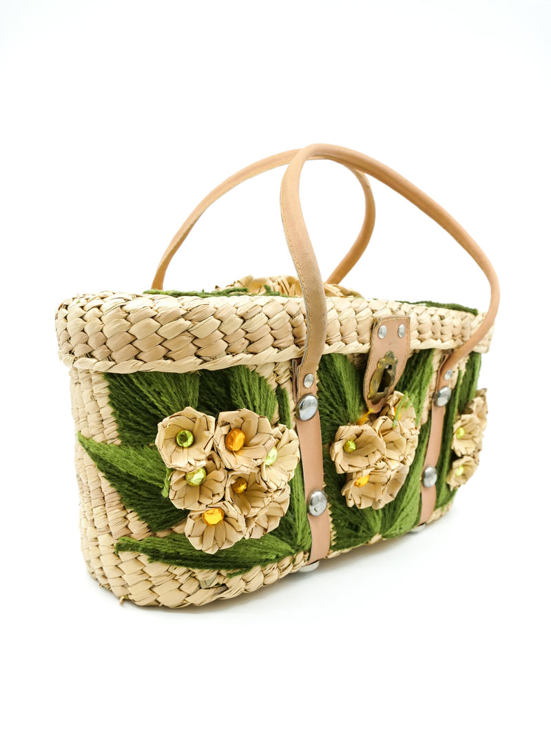 Woven Floral Basket Bag Accessory arcadeshops.com