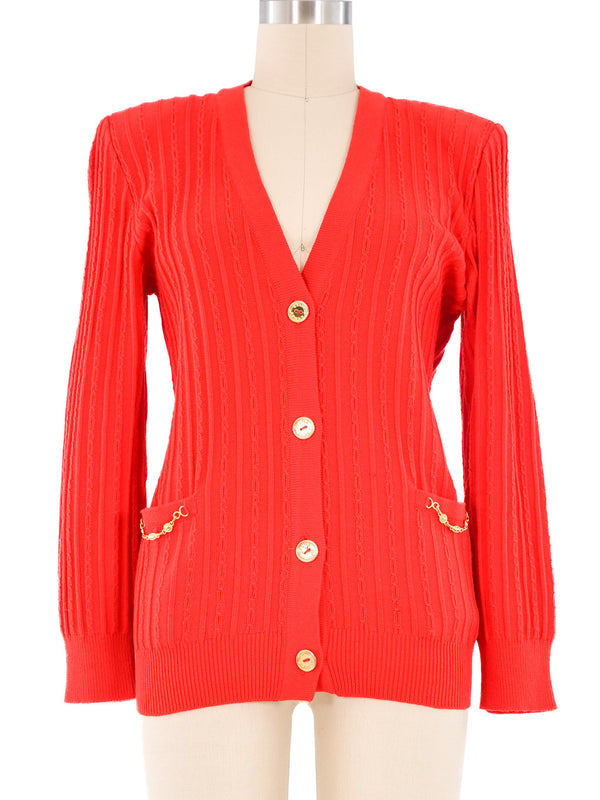 Celine Red Knit Cardigan Top arcadeshops.com