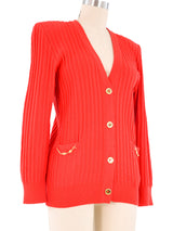 Celine Red Knit Cardigan Top arcadeshops.com