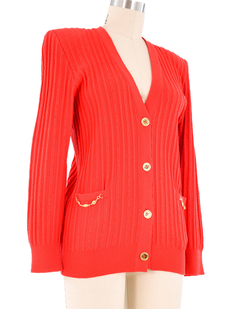 Celine Red Knit Cardigan Top arcadeshops.com