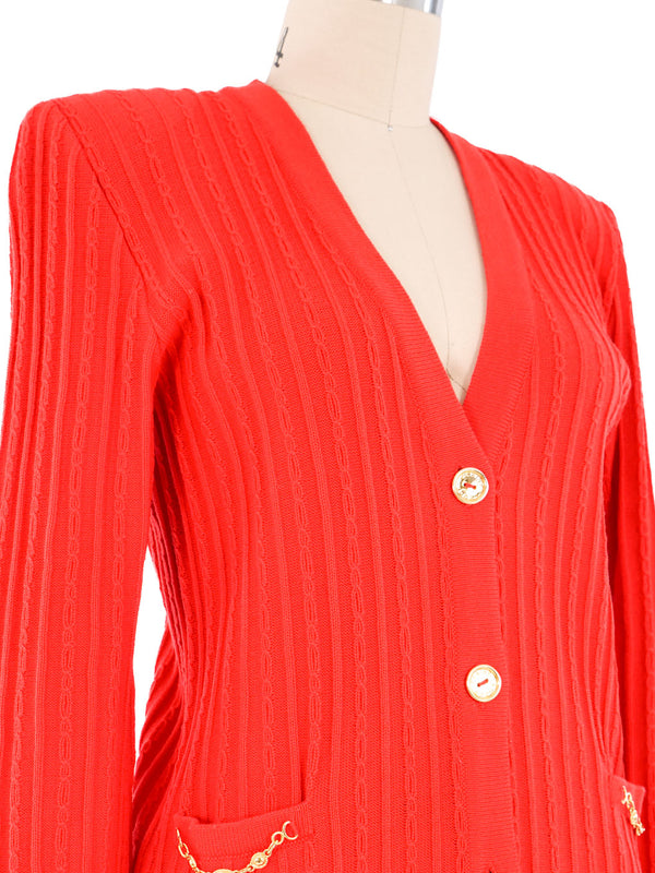 Celine Red Knit Cardigan Top arcadeshops.com