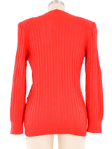 Celine Red Knit Cardigan Top arcadeshops.com