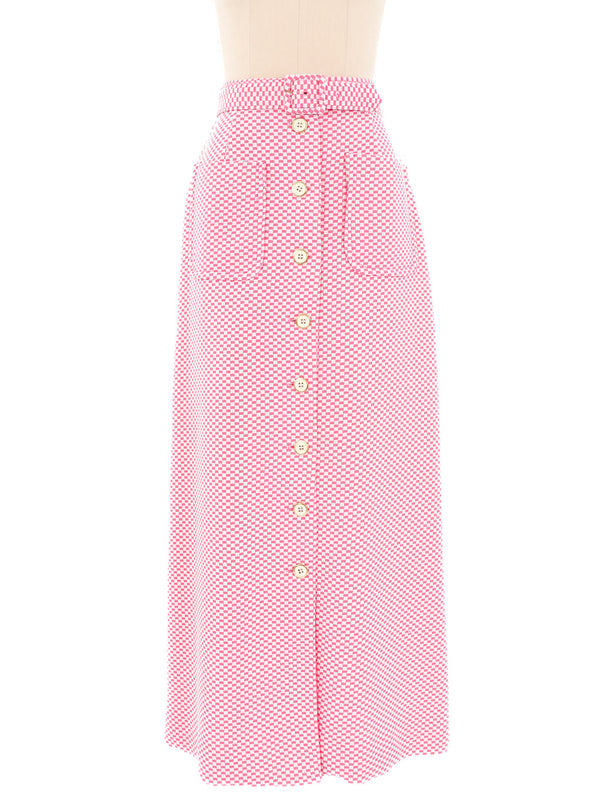 1960s Pink Checkered Maxi Skirt Bottom arcadeshops.com