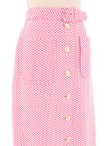 1960s Pink Checkered Maxi Skirt Bottom arcadeshops.com