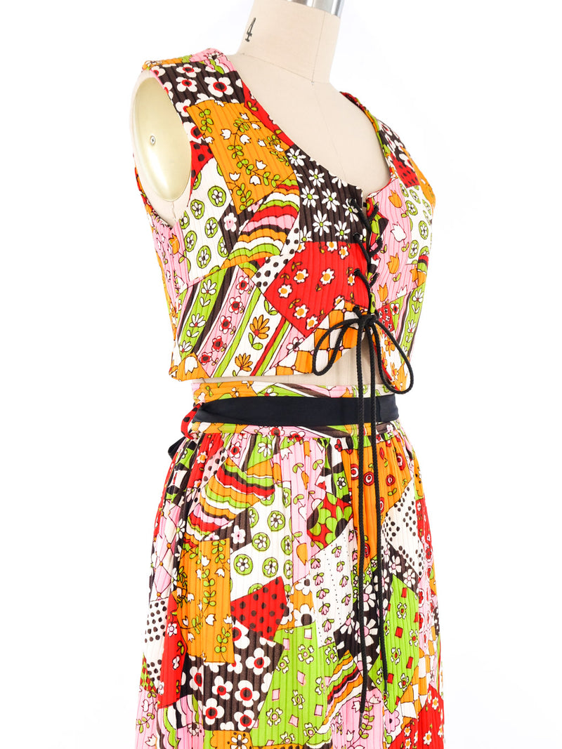 1960s Floral Vest and Maxi Skirt Ensemble Suit arcadeshops.com