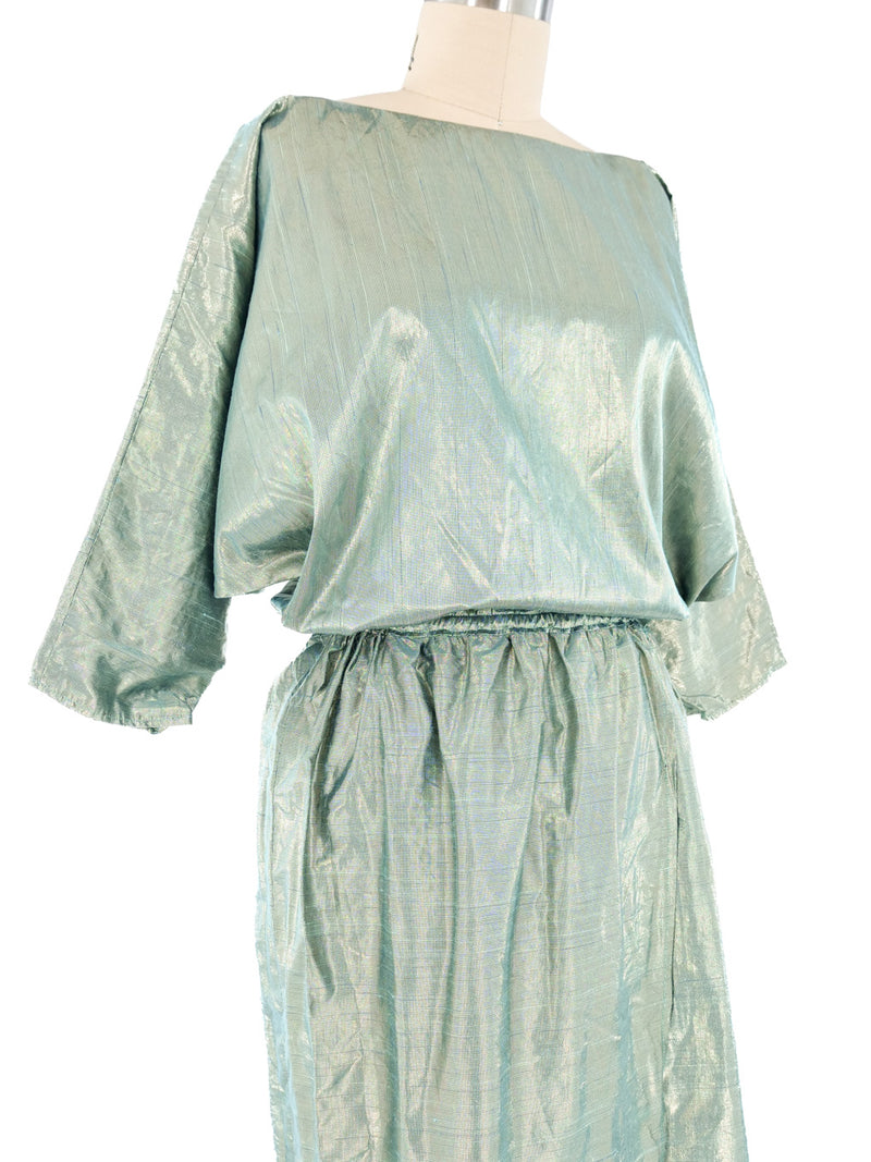 Metallic Sage Lurex Dress Dress arcadeshops.com