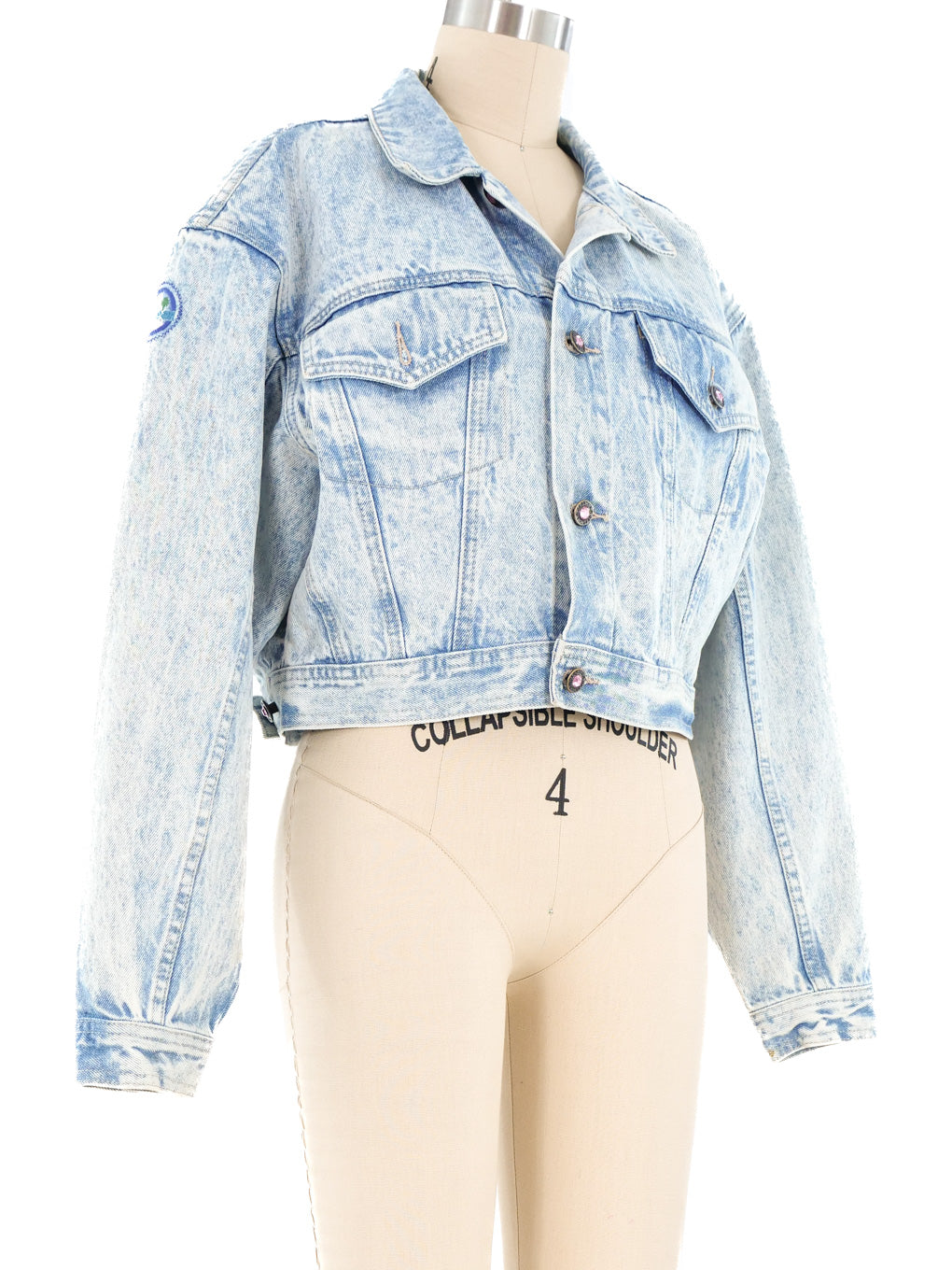 Cropped acid wash hot sale denim jacket