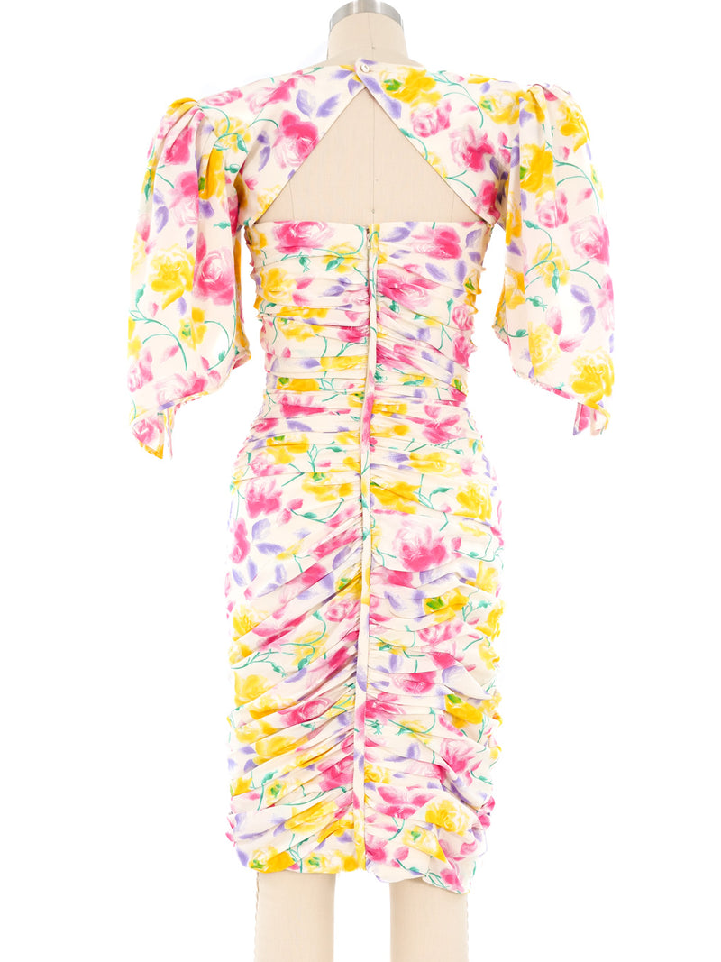 Ungaro Ruched Floral Mini Dress Dress arcadeshops.com