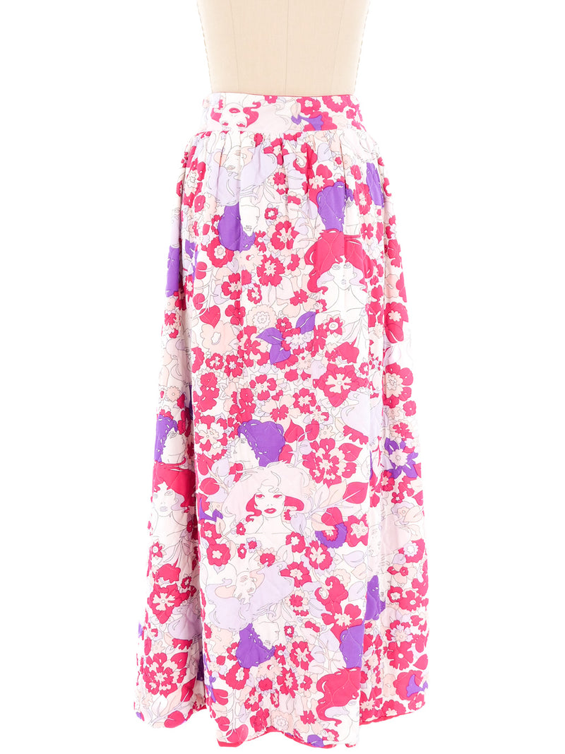 1970s Printed Quilted Hostess Skirt Bottom arcadeshops.com