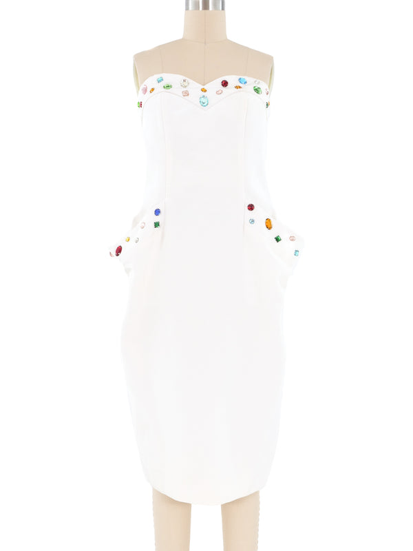 Jewel Embellished Strapless Dress Dress arcadeshops.com