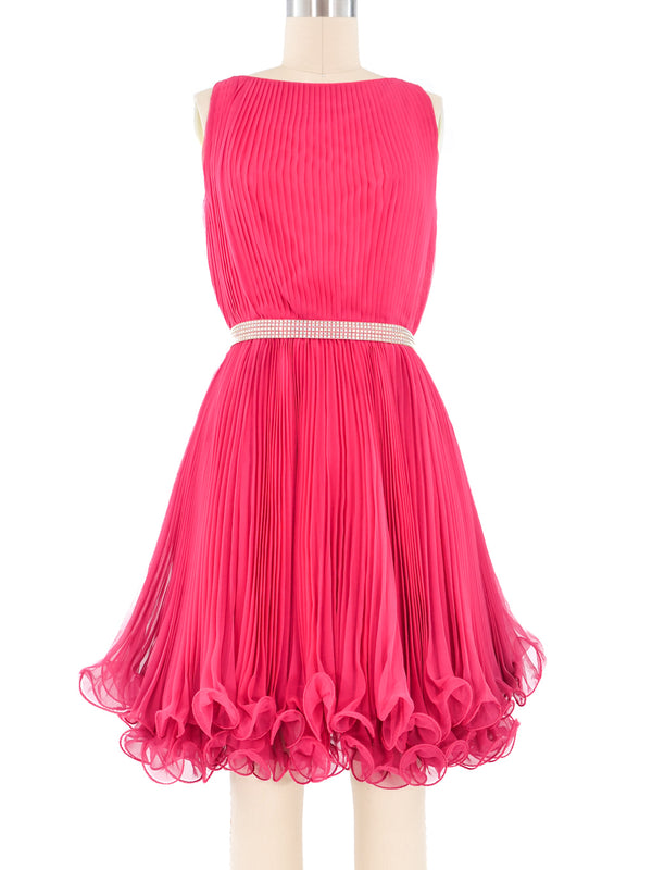 1970s Pink Pleat Mini Dress Dress arcadeshops.com