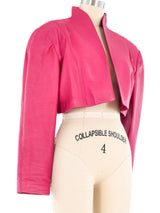 1980s Pink Cropped Leather Jacket Jacket arcadeshops.com