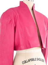 1980s Pink Cropped Leather Jacket Jacket arcadeshops.com