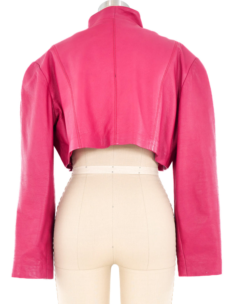 1980s Pink Cropped Leather Jacket Jacket arcadeshops.com