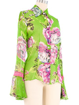 Dolce And Gabbana Floral Silk Chiffon Blouse Top arcadeshops.com