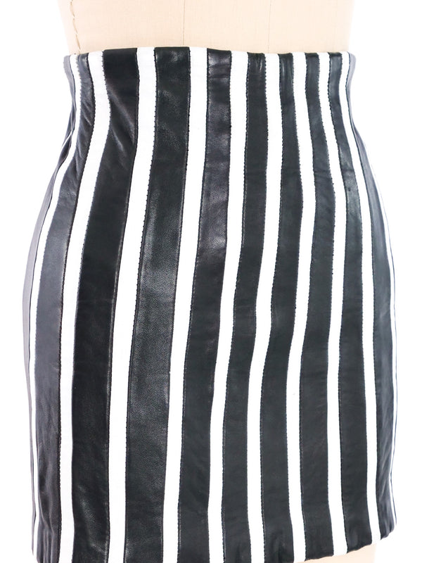 Striped Leather Mini Skirt Bottom arcadeshops.com