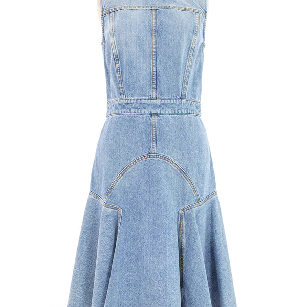 alexander mcqueen denim mini dress Alexander McQueen Midi Denim Dress