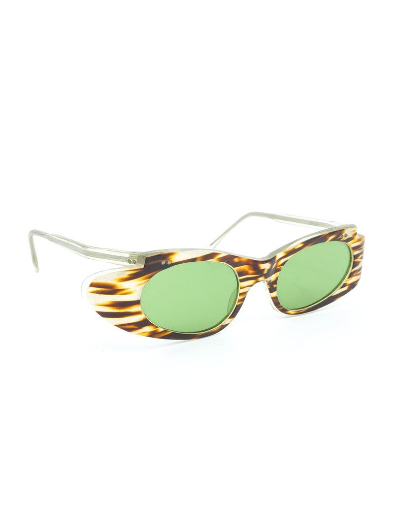 1950s Tiger Stripe Wrap Around Cat Eye Sunglasses Sunglasses arcadeshops.com