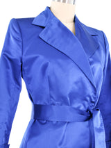 2001 Dolce And Gabbana Blue Satin Cropped Trench Coat Jacket arcadeshops.com