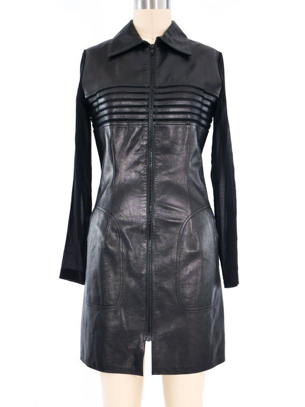 Jitrois Leather And Mesh Shirt Dress Dress arcadeshops.com