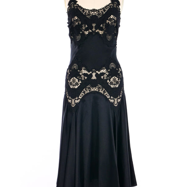 Alexander McQueen Lace Inset Silk Dress