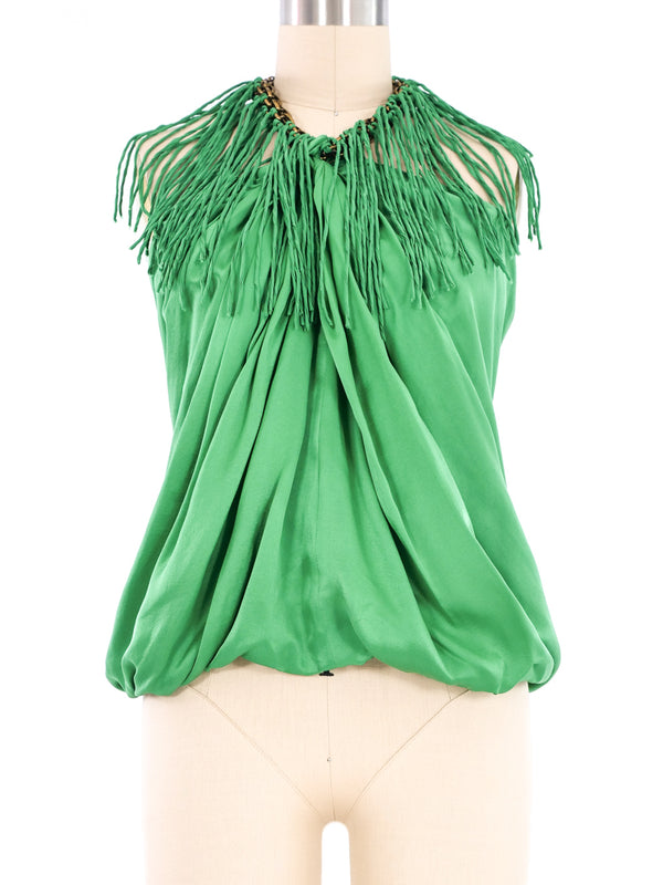 Lanvin Fringed Satin Tank Top arcadeshops.com