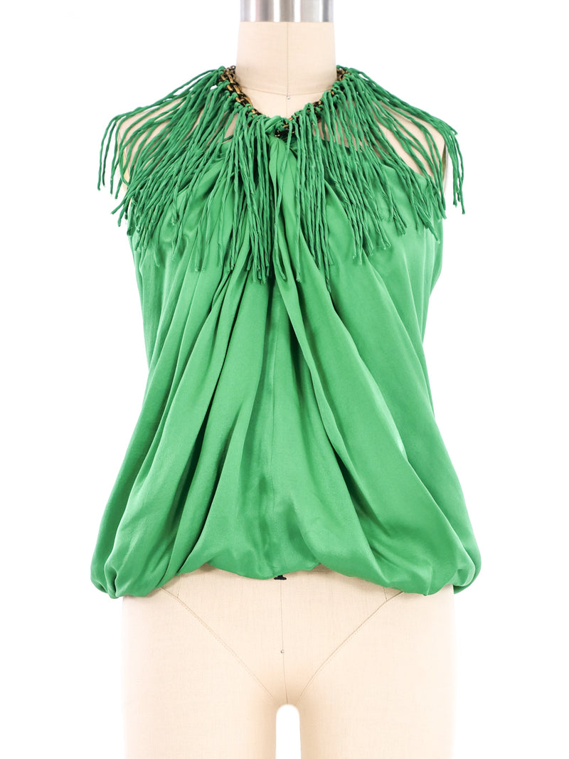 Lanvin Fringed Satin Tank Top arcadeshops.com