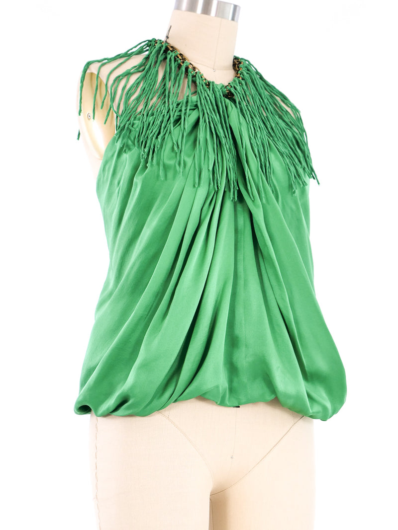 Lanvin Fringed Satin Tank Top arcadeshops.com