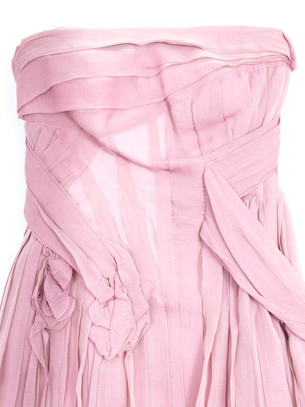 Louis Vuitton Mauve Strapless Silk Dress Dress arcadeshops.com