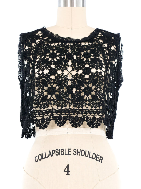 Black Floral Crochet Tank Top Top arcadeshops.com