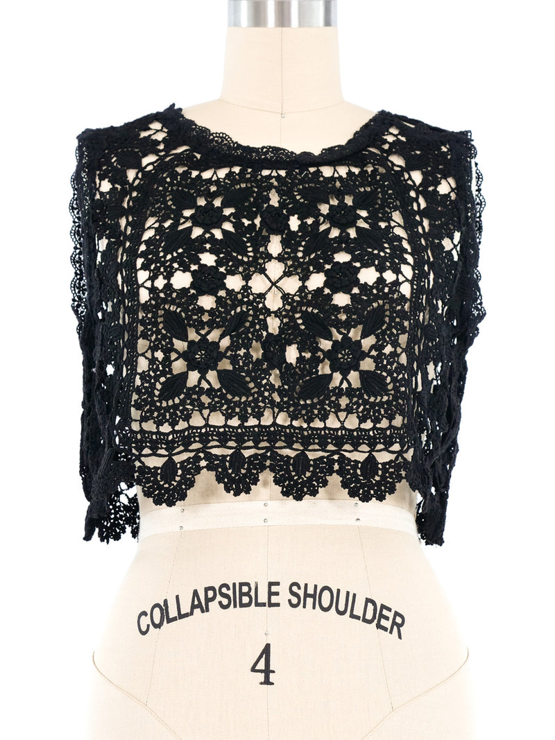 Black Floral Crochet Tank Top Top arcadeshops.com