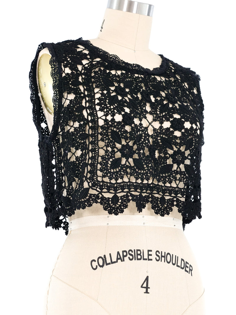Black Floral Crochet Tank Top Top arcadeshops.com