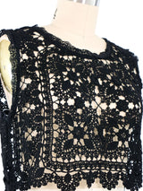 Black Floral Crochet Tank Top Top arcadeshops.com