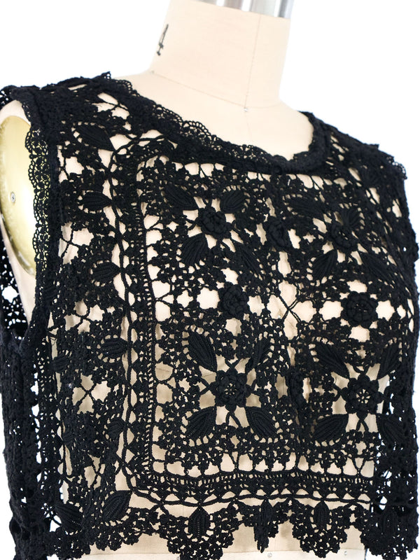 Black Floral Crochet Tank Top Top arcadeshops.com