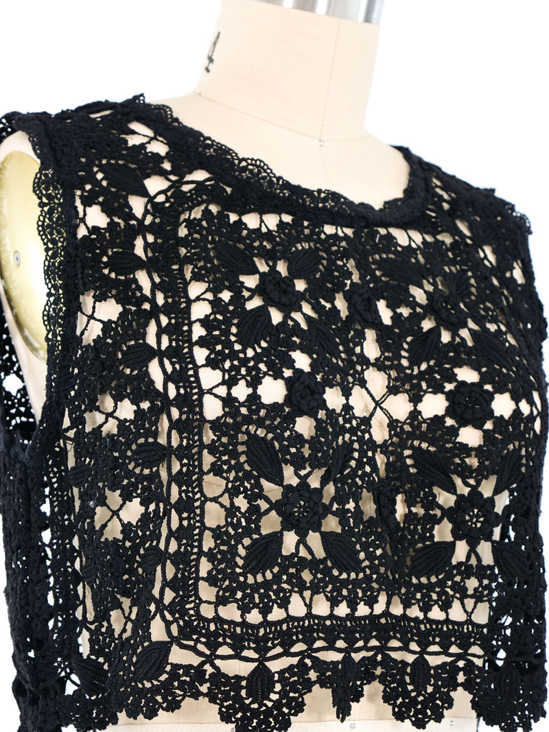 Black Floral Crochet Tank Top Top arcadeshops.com