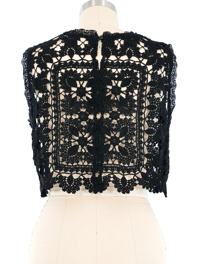 Black Floral Crochet Tank Top Top arcadeshops.com