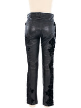 Roberto Cavalli Flocked Floral Faux Leather Pants Bottom arcadeshops.com