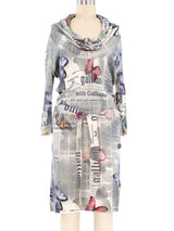 John Galliano Gazette Print Sweater Dress Dress arcadeshops.com