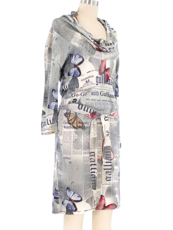 John Galliano Gazette Print Sweater Dress Dress arcadeshops.com