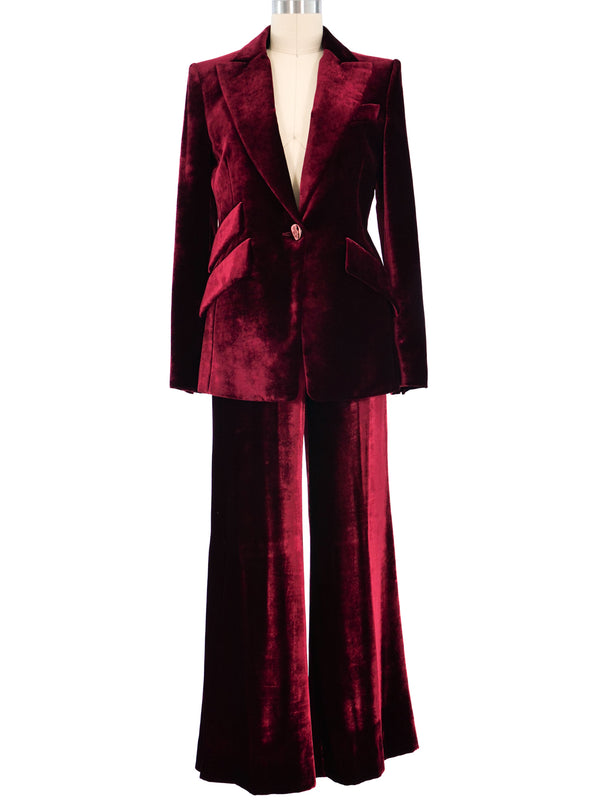 Emilio Pucci Burgundy Velvet Pantsuit Suit arcadeshops.com