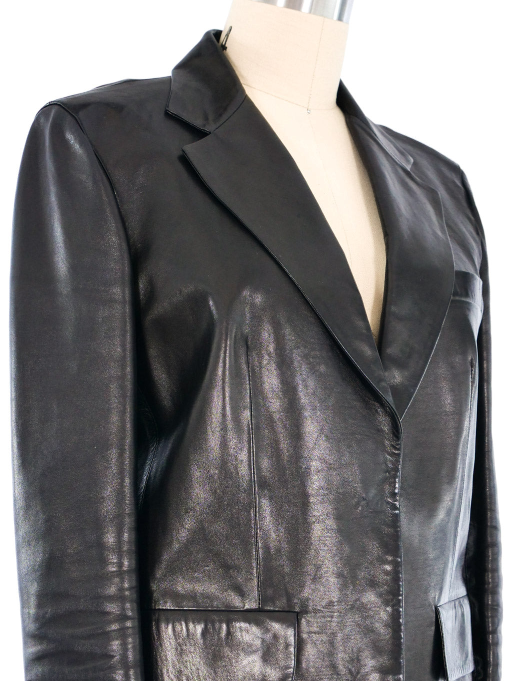 90s 00s Black Leather Jacket Blazer Gucci Small Medium 44