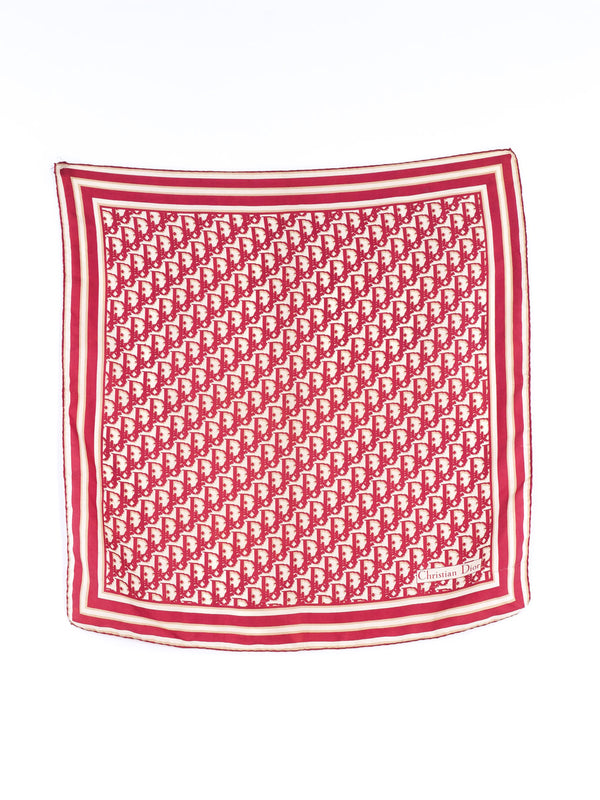 Christian Dior Red Oblique Printed Silk Scarf Accessory arcadeshops.com
