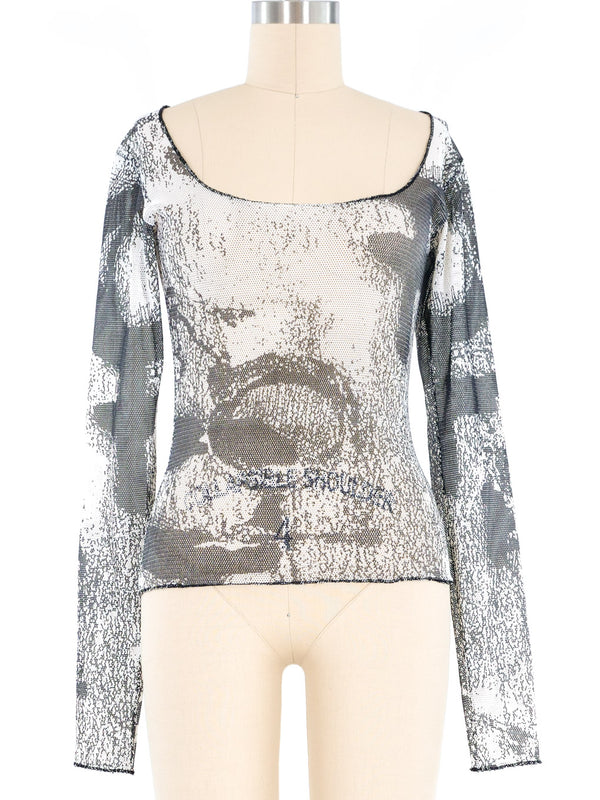 Jean Colonna Printed Net Mesh Top Top arcadeshops.com